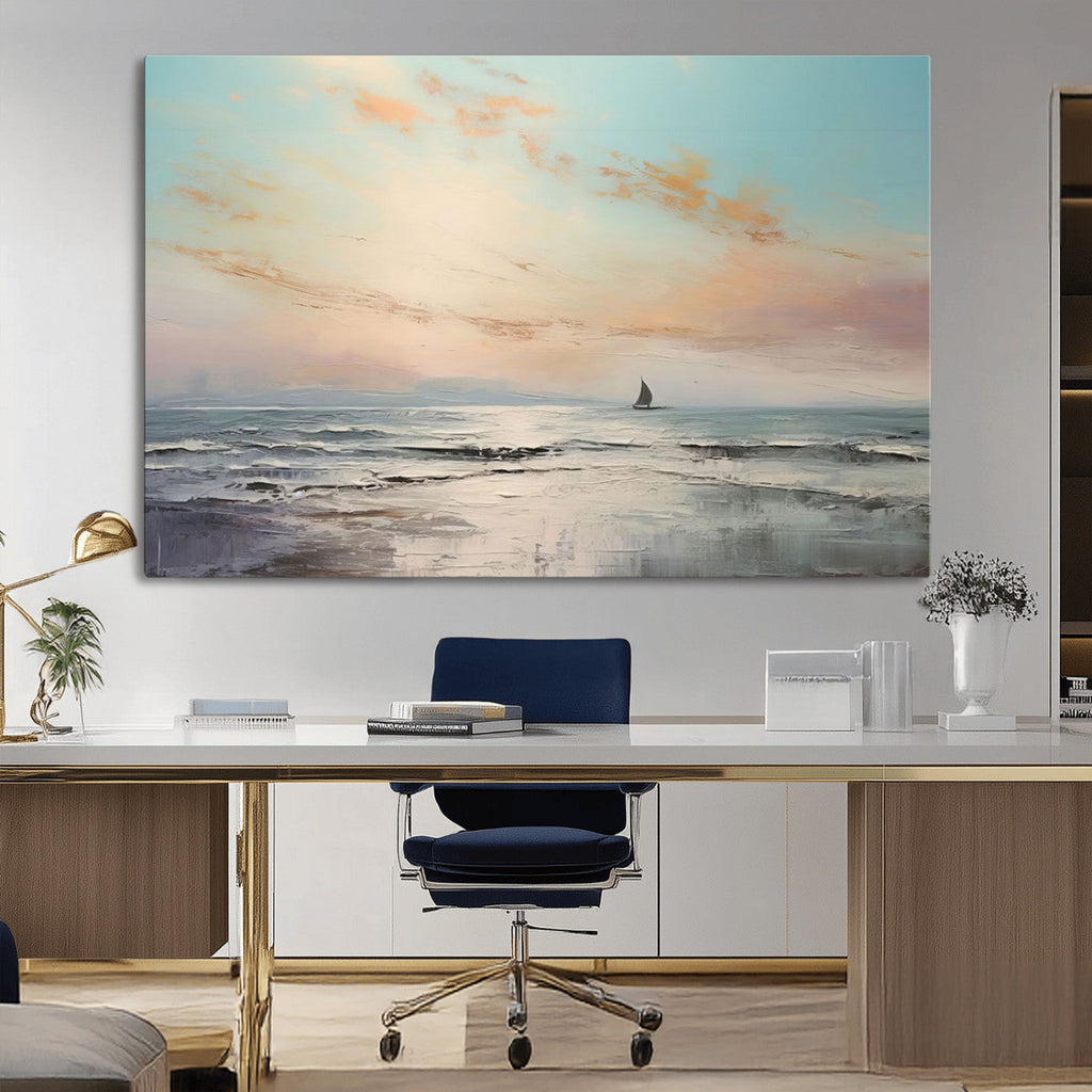Abstract Ocean Wall Art, Boat Wall Art Canvas Print