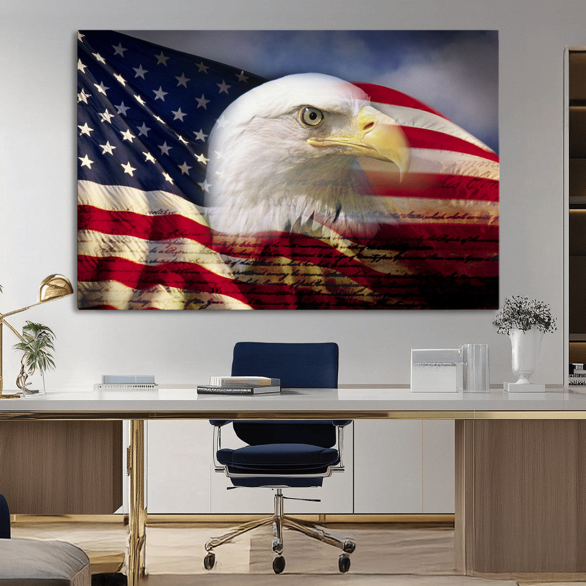 American Flag Eagle Symbol Wall Art Canvas Print, Patriotic American Flag Eagle Wall Art