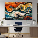 Abstract Wave Wall Art, Ready to Hang Framed Canvas Print | Extra Large 3 Piece Canvas Wall Art