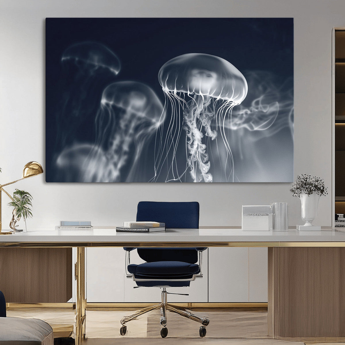 Jellyfish Wall Art Canvas Print, Modern Abstract Jellyfish