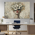 Abstract Floral Women Pastel Wall Art Canvas Print