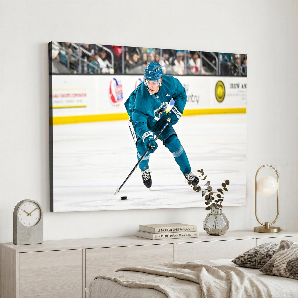 San Jose Sharks Ice Hockey Player Wall Art Canvas Print