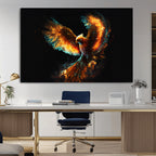 Fiery Phoenix Canvas Print | Ready to Hang Wall Art | Bold Fantasy Decor