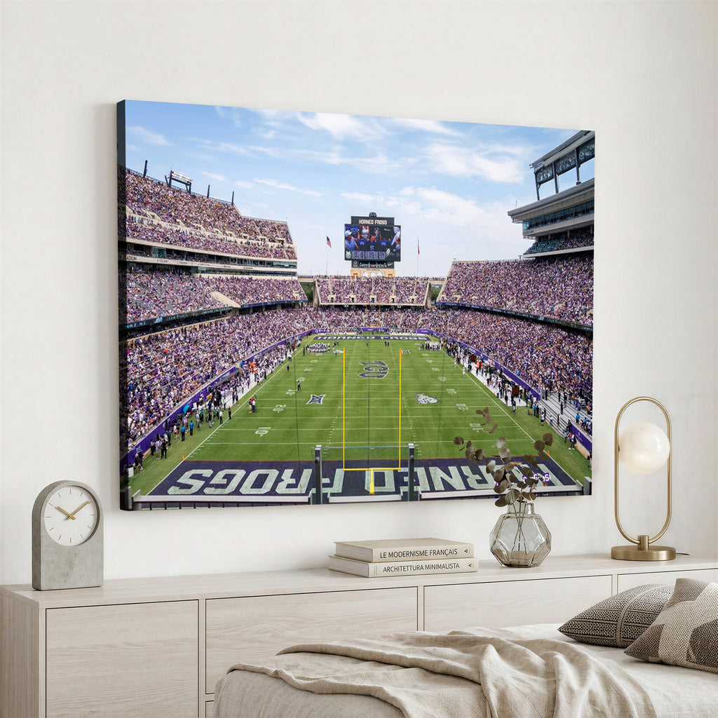 TCU Horned Frogs Football Team Print, Fort Worth Amon G. Carter Stadium, Framed and Ready to Hang