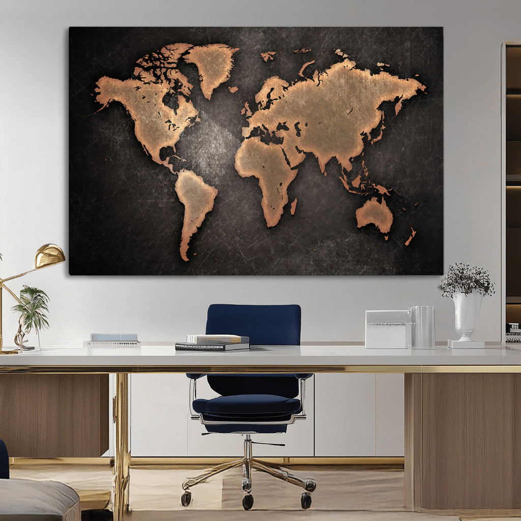 World Map Canvas Print | Framed Travel Map Wall Art for Couples