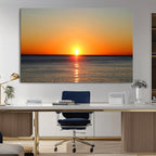 Golden Horizon Sunset Over Ocean Wall Art Canvas Print | Tropical Beach Canvas