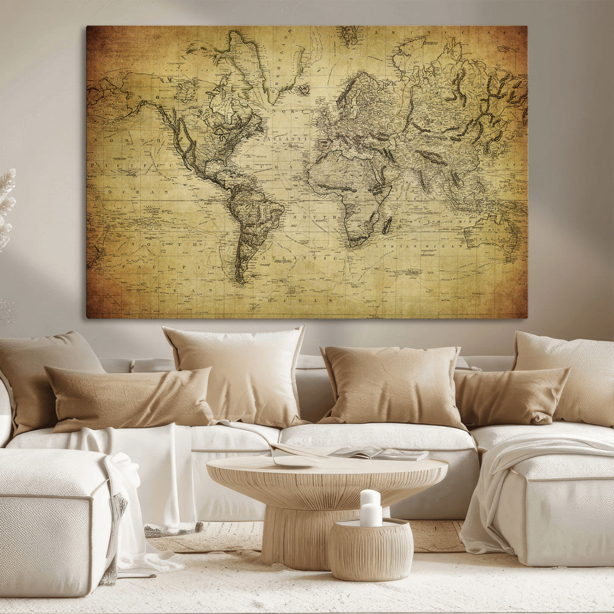 Push Pin World Map Canvas Print | Travel Tracker Wall Art