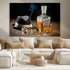 Extra Large Bourbon Wall Art, Whiskey Bar Theme Vintage Bottle Canvas Print