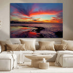Glorious Sunset on The Beach Wall Art Canvas Print