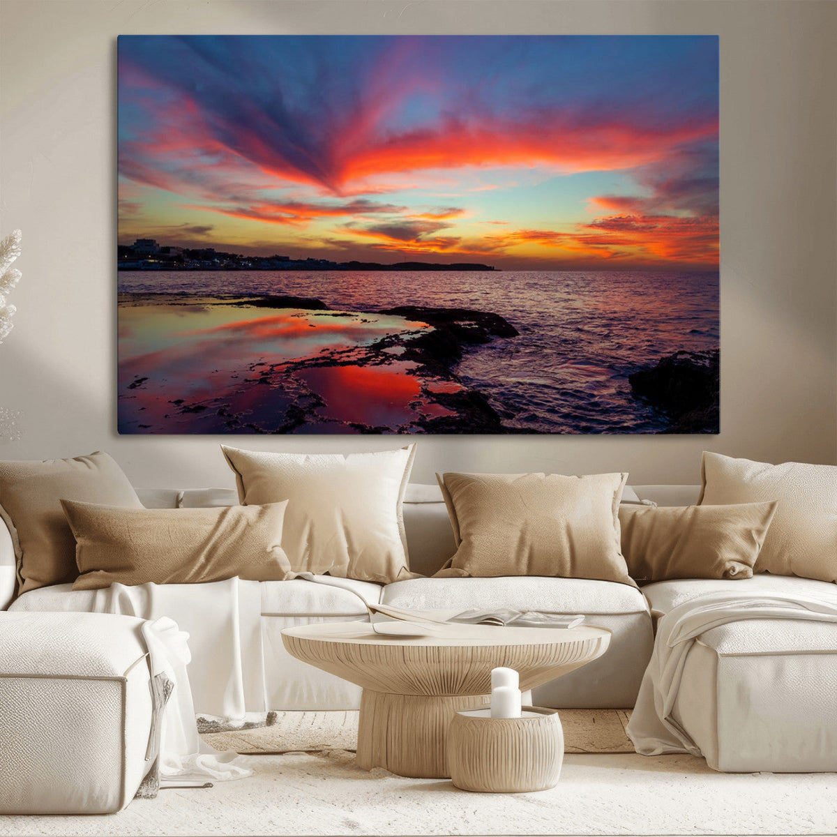 Glorious Sunset on The Beach Wall Art Canvas Print