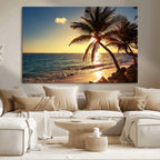 Sunset Palm Trees Wall Art Canvas Print