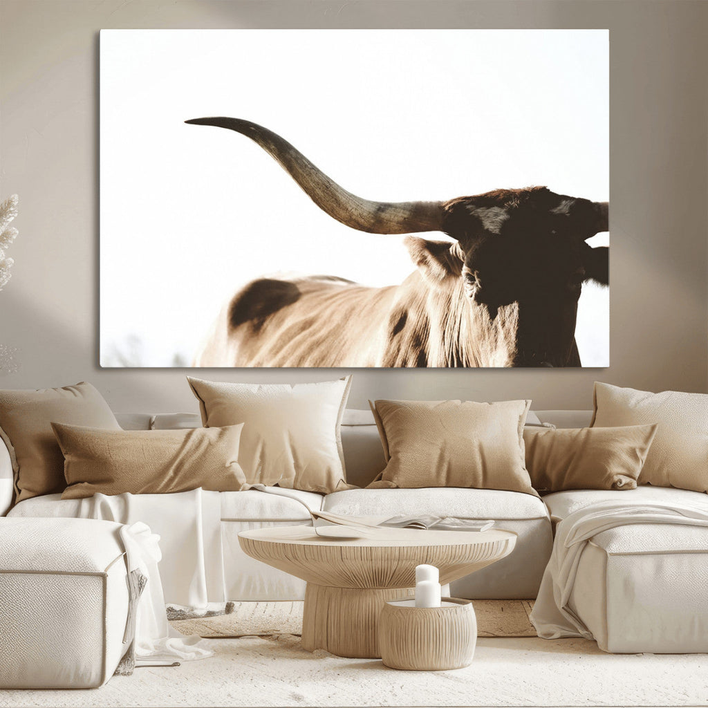 Texas Longhorn Wall Art Canvas Print, 3-Panel