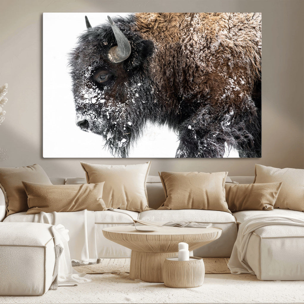 American Bison Wall Art Print, Majestic Buffalo Canvas Print for Living Room or Office