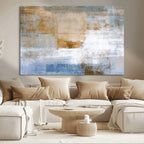 Blue Multi Panel Abstract Wall Art Canvas, Abstract Blue and Gold Canvas Print