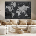 World Map Canvas Print, Detailed Map of the World Wall Art for Home or Office