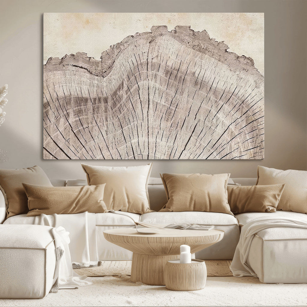 Tree Ring Wall Art Triptych, Rustic Wood Ring Canvas Print