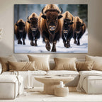Buffalo Wall Art Canvas Print, American Bison Herd Wall Art