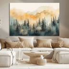 Abstract Forest Print | Mountain Wall Art | Autumn Landscape Canvas Print