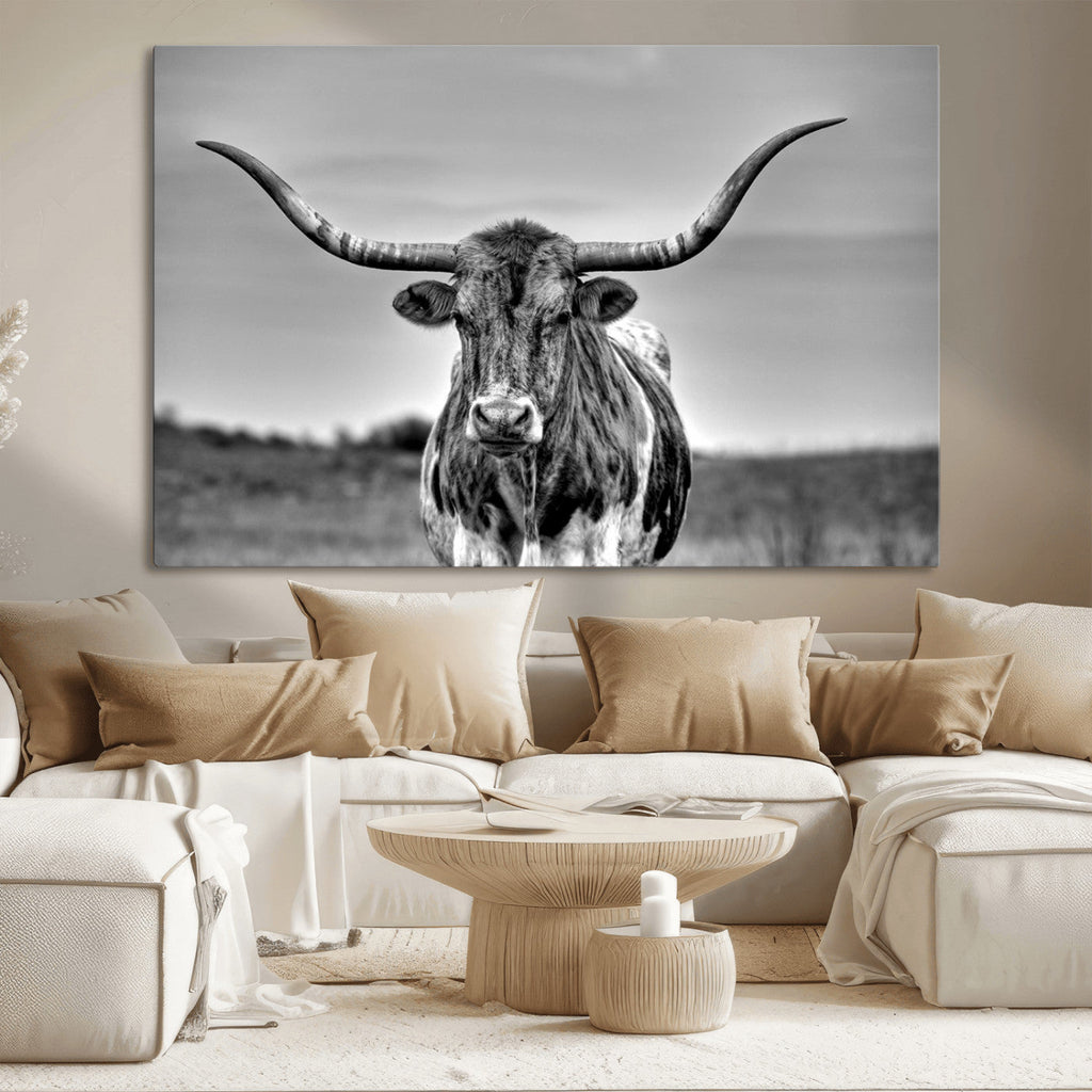 Texas Longhorn Cow Wall Art, Texas Longhorn Canvas, Cattle