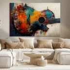 Abstract Guitar Wall Art Canvas | Vibrant Music-Inspired Art for Living Room or Studio