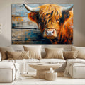 Highland Cow Abstract Canvas Wall Art, Bold Farmhouse Decor