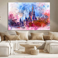 Disney Wall Art: Dreamy Watercolor Cinderella Castle Canvas Print