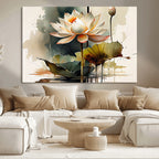 Lotus Flower Watercolor Canvas Print | A Symbol of Serenity and Growth in Soft Watercolors