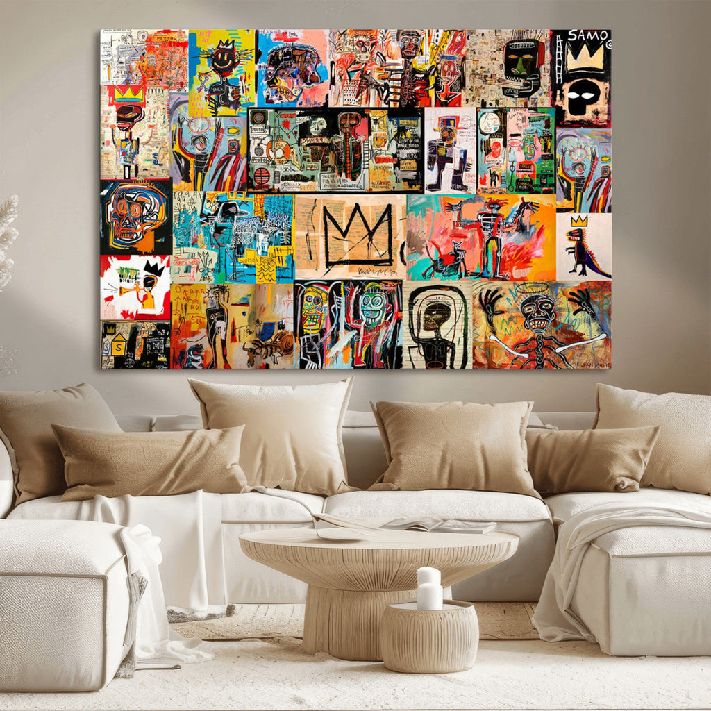 Abstract Art Collage Wall Art Canvas Print, Urban Graffiti Style