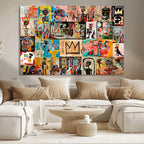 Abstract Art Collage Wall Art Canvas Print, Urban Graffiti Style
