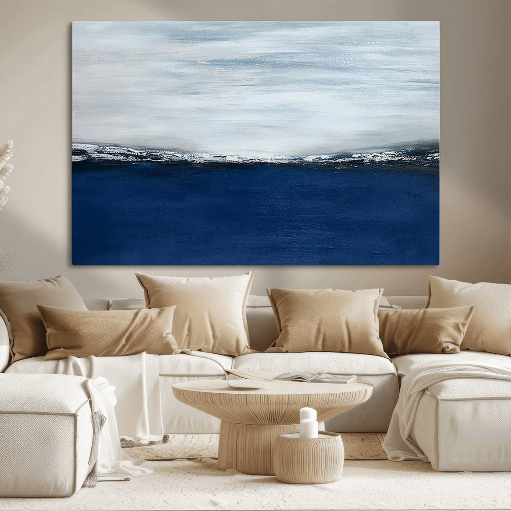 Navy Blue Abstract Wall Art Canvas Print