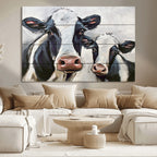 Vintage Baby and Mom Cattle Wall Art Canvas Print