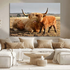 Highland Cow Canvas Wall Art Animal Print for Farm House Decor