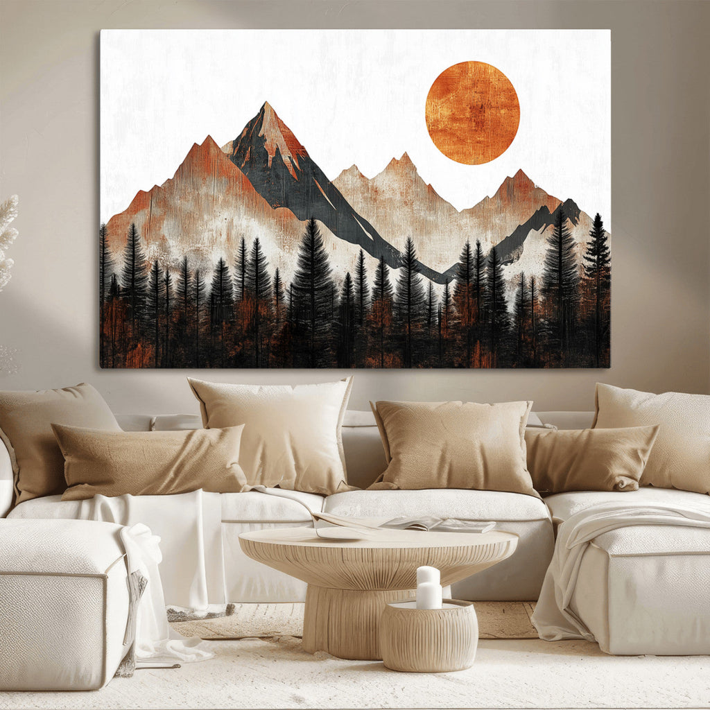 Modern Abstract Mountain Canvas Wall Art Print