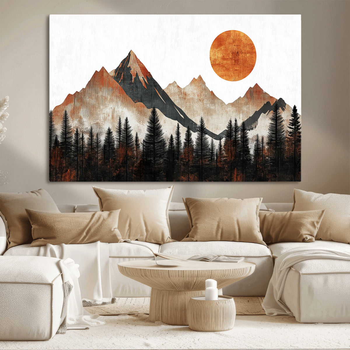 Modern Abstract Mountain Canvas Wall Art Print