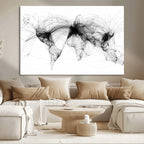 Abstract World Map Wall Art | Framed Geometric Line Canvas