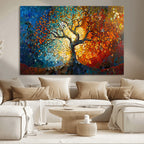 Yggdrasil Tree of Life Mosaic Stained Glass Wall Art Canvas Print