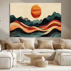 Mountain Triptych Wall Art Canvas Print | Western Boho Pine Tree Nature Print