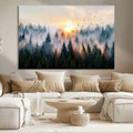 Abstract Forest Wall Art, Serene Nature Canvas Print with Misty Forest Design for Modern Home Decor