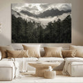 Moody Forest Wall Art | Framed Mountain Fog Canvas Artwork