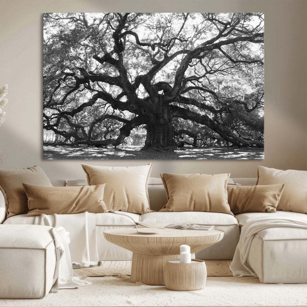 Ancient Oak Wall Art Canvas Print | Gnarled Tree with Twisted Branches