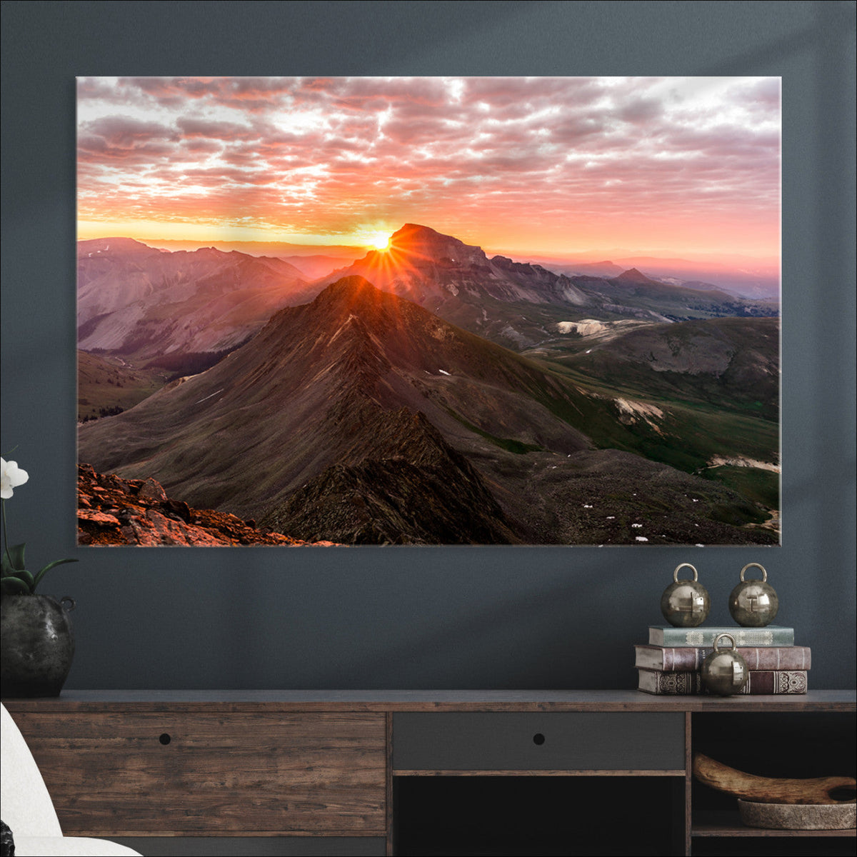 Mountain Sunrise Wall Art Canvas Print | Alpine Ridge Morning Light