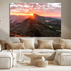 Mountain Sunrise Wall Art | Framed Alpine Ridge Canvas