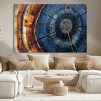 Framed Abstract Tree Ring Wall Art Print, Natural Rustic Wood Grain Canvas Print