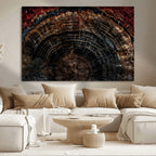 Dark Wood Ring Wall Art Canvas Print, Framed Abstract Tree Slice Print, Rustic Wood Grain Decor