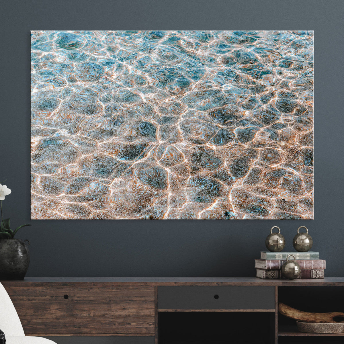 Clear Water Wall Art Canvas Print | Framed Sunlit Ocean Ripples