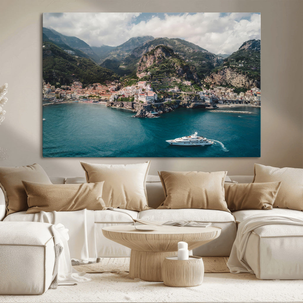 Amalfi Coast Wall Art | Framed Italian Seaside Canvas