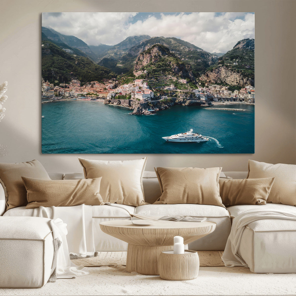 Amalfi Coast Wall Art | Framed Italian Seaside Canvas