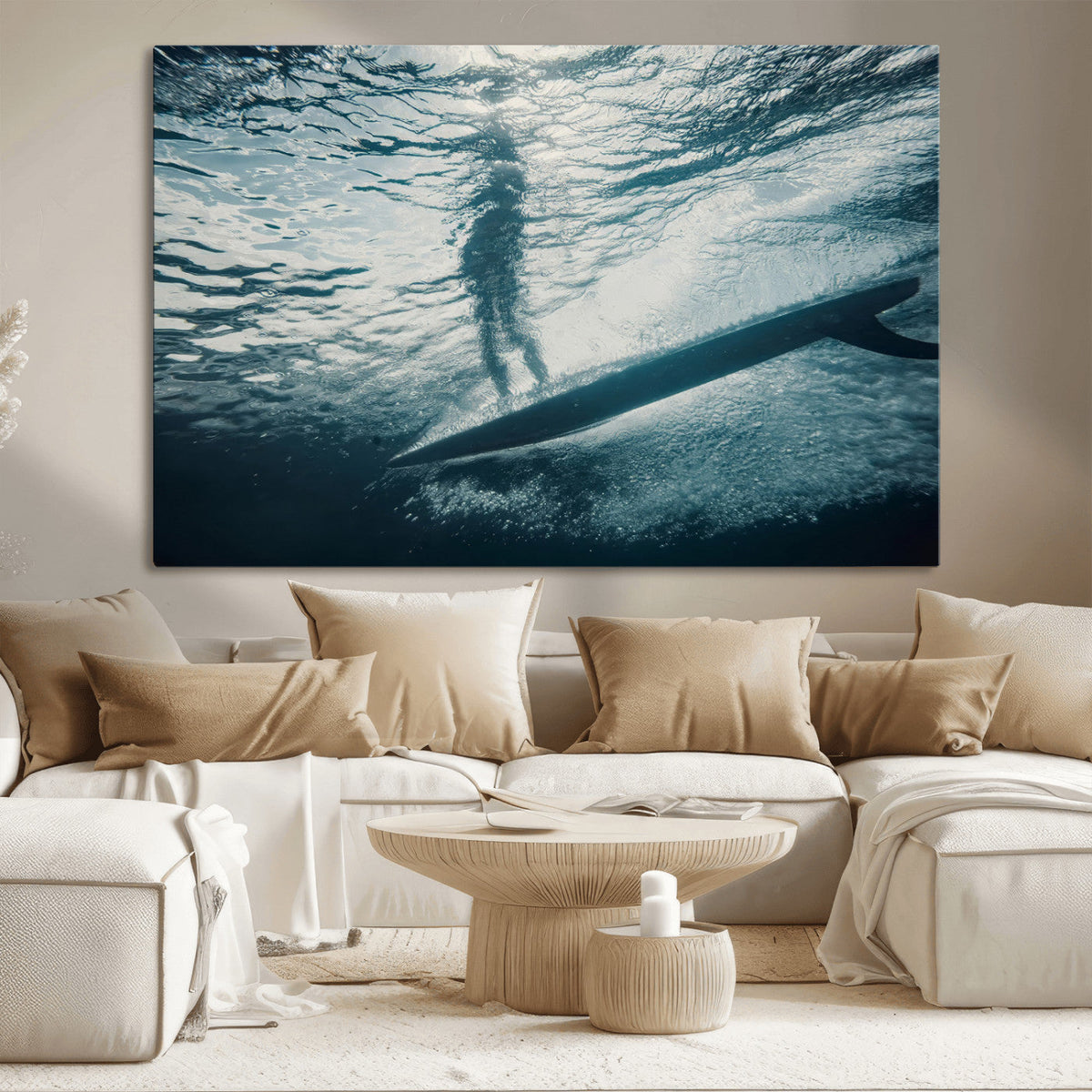 Underwater Surf Wall Art | Framed Ocean Wave Canvas Artwork