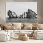 Coastal Wall Art | Framed Black White Ocean Canvas Artwork