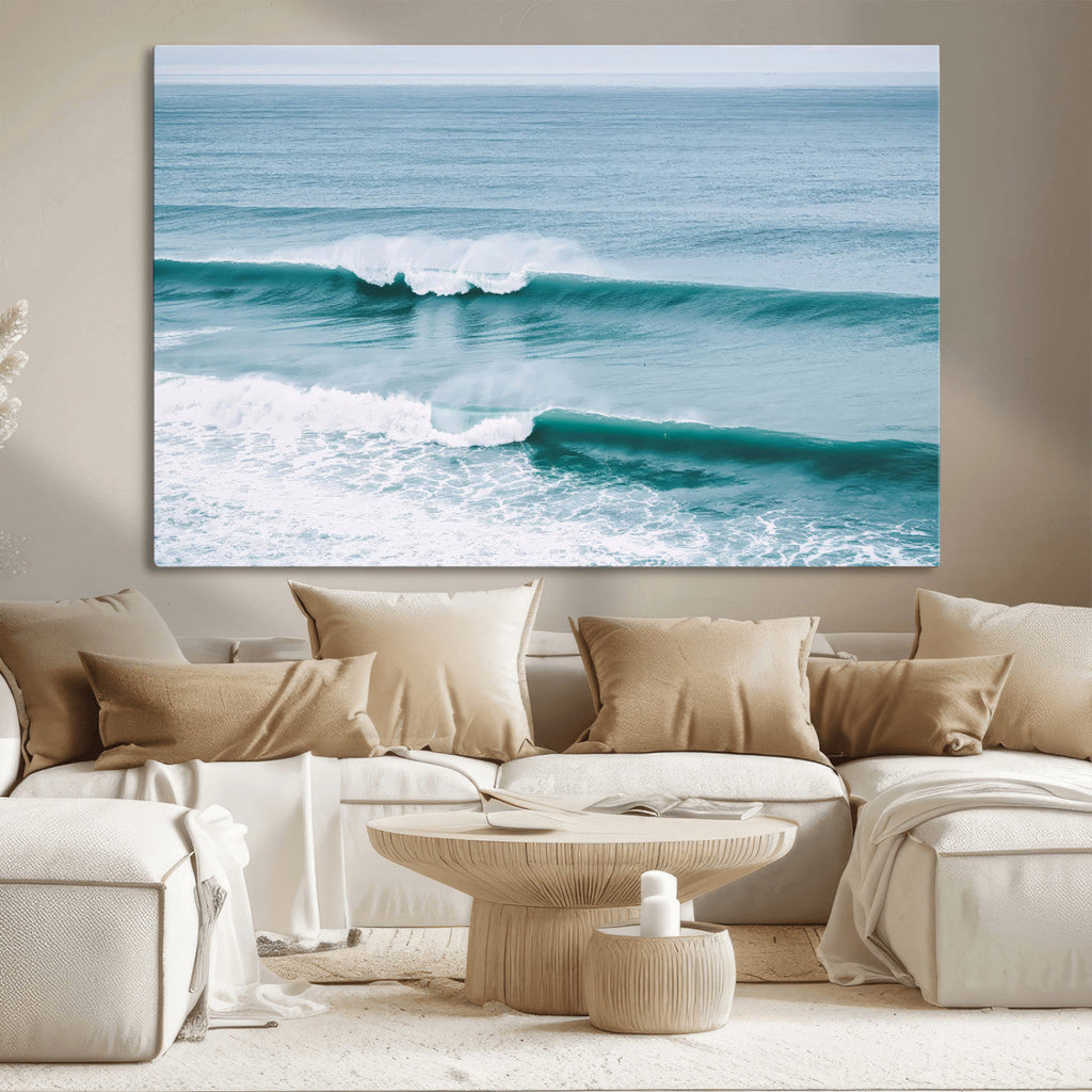 Ocean Swell Wall Art Canvas Print, Framed Surf Waves and Blue Water Scene